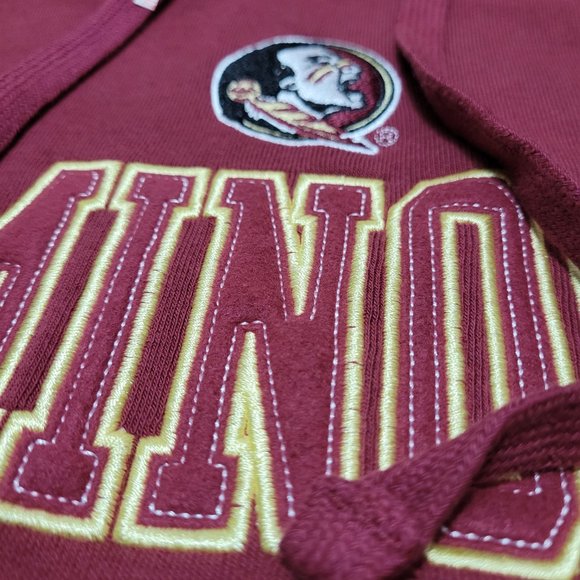 FSU Florida State Seminoles Logo x Champion Fleece Hoodie Garnet Gold Dark Red - Picture 5 of 10